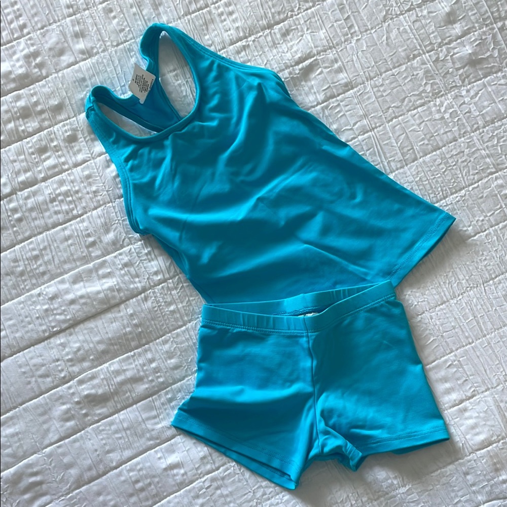 4-6yrs Body Wrappers Blue Matching shorts and tank set